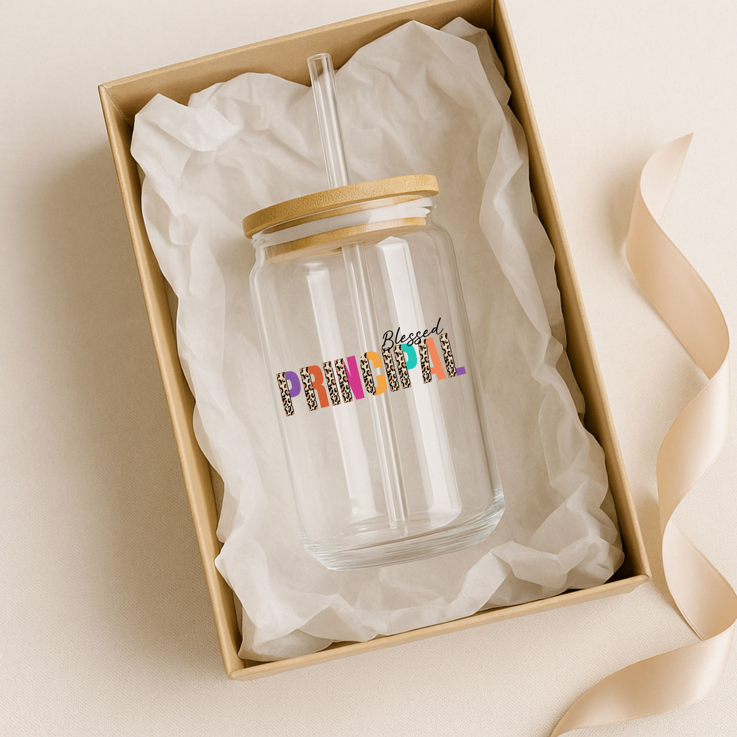 Blessed Principal UV DTF Transfer | Glass Can Wrap Transfer Only