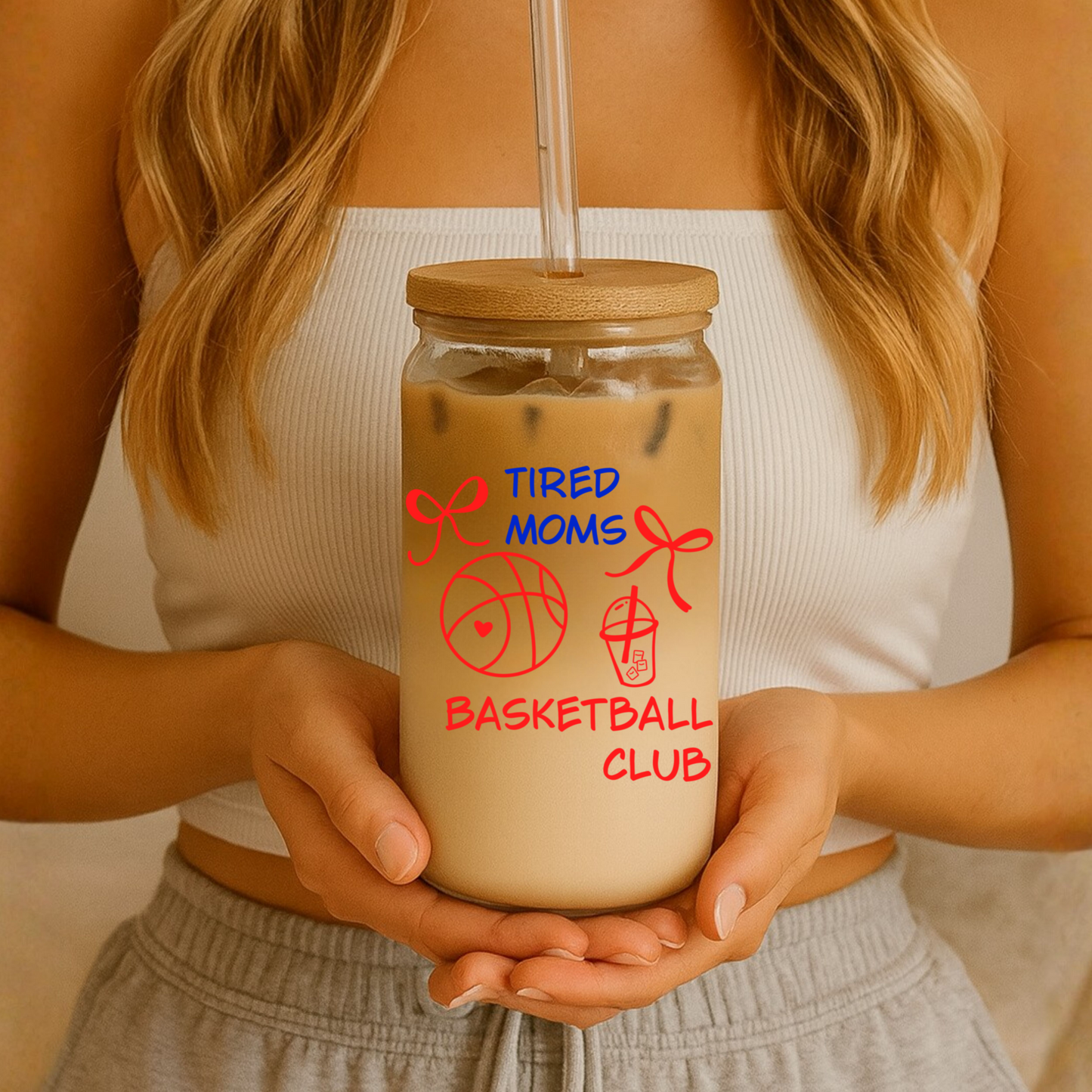 Basketball Mom Glass Can Cup | Tired Mom’s Club Tumbler