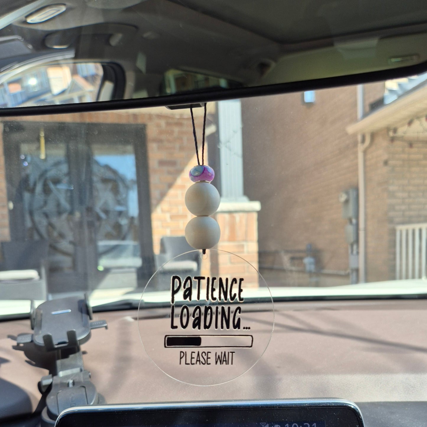 Patience Loading Car Charm | Rearview Mirror Hanging Accessory | Aesthetic Car Decor | Cute Gift for Her | Handmade Car Accessory