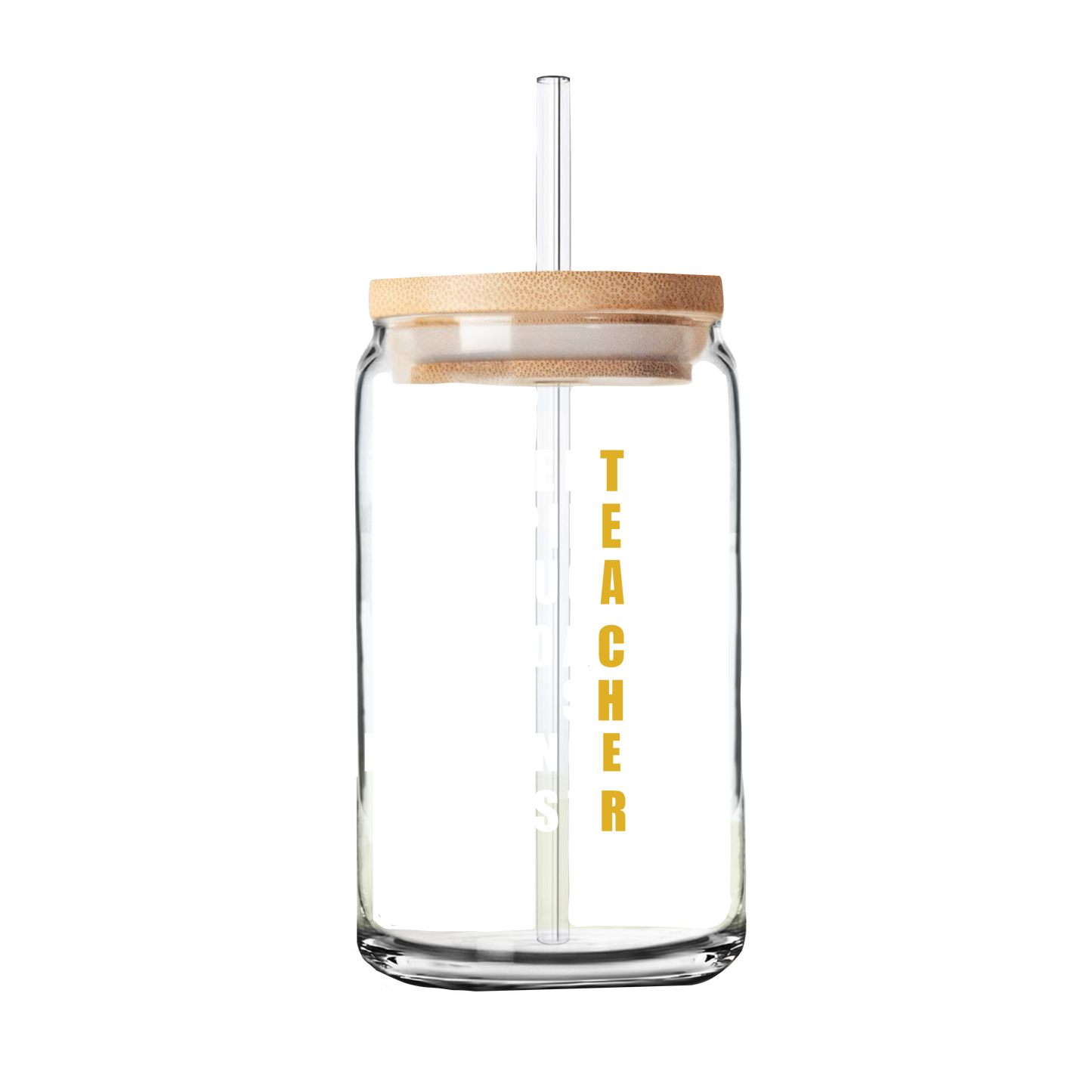 Teacher | Teacher Gift | Glass Can Tumbler | Libby Glass white lettering