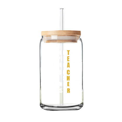 Teacher | Teacher Gift | Glass Can Tumbler | Libby Glass white lettering