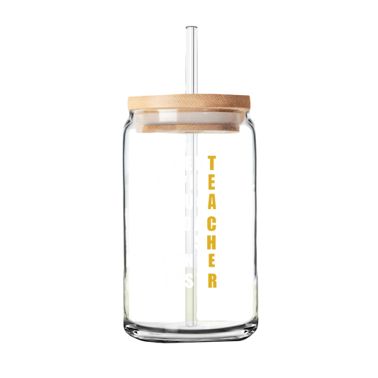 Teacher | Teacher Gift | Glass Can Tumbler | Libby Glass white lettering