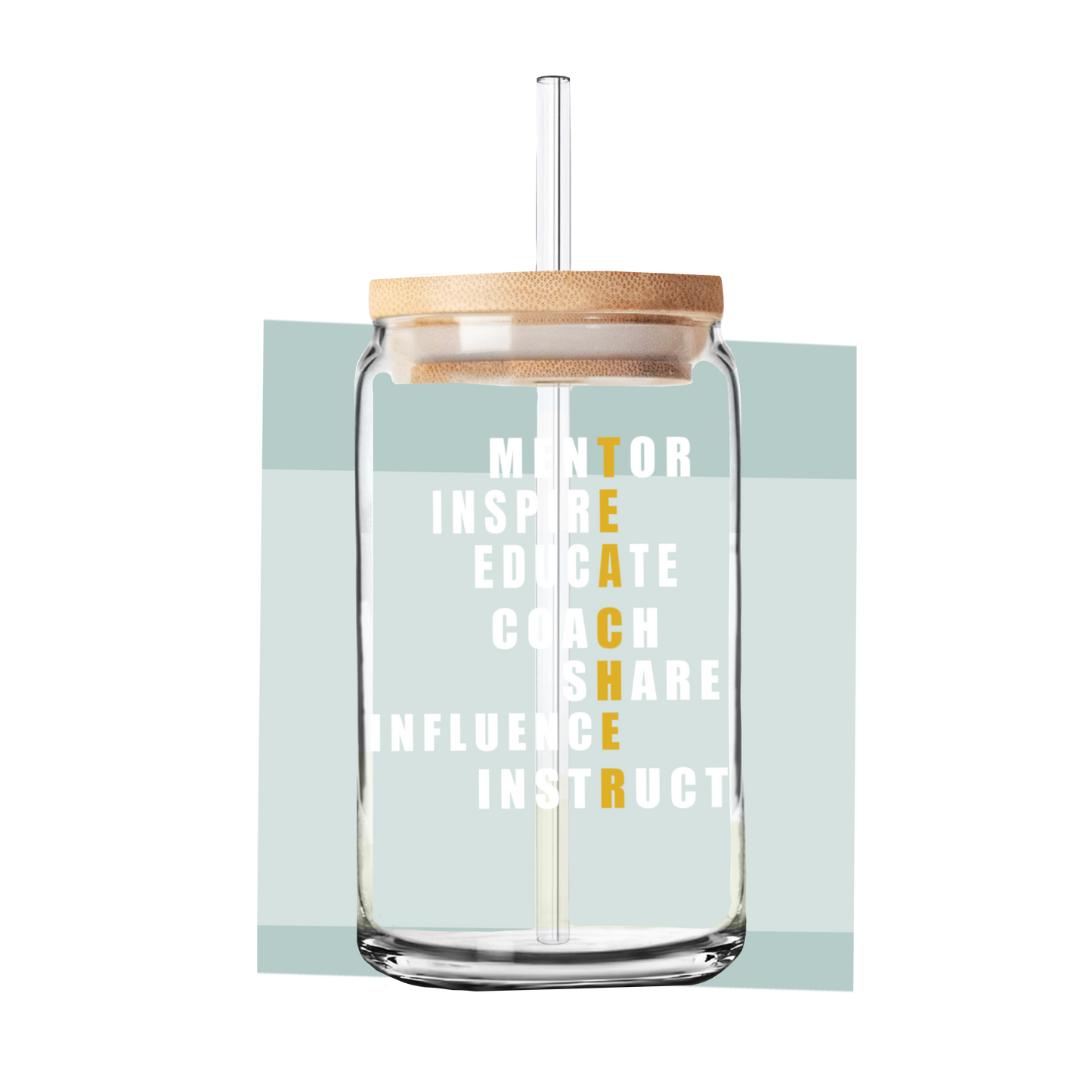 Teacher | Teacher Gift | Glass Can Tumbler | Libby Glass white lettering