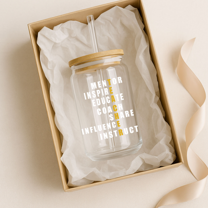 Teacher Inspire UV DTF Transfer | Glass Can Wrap Transfer Only (White Writing)
