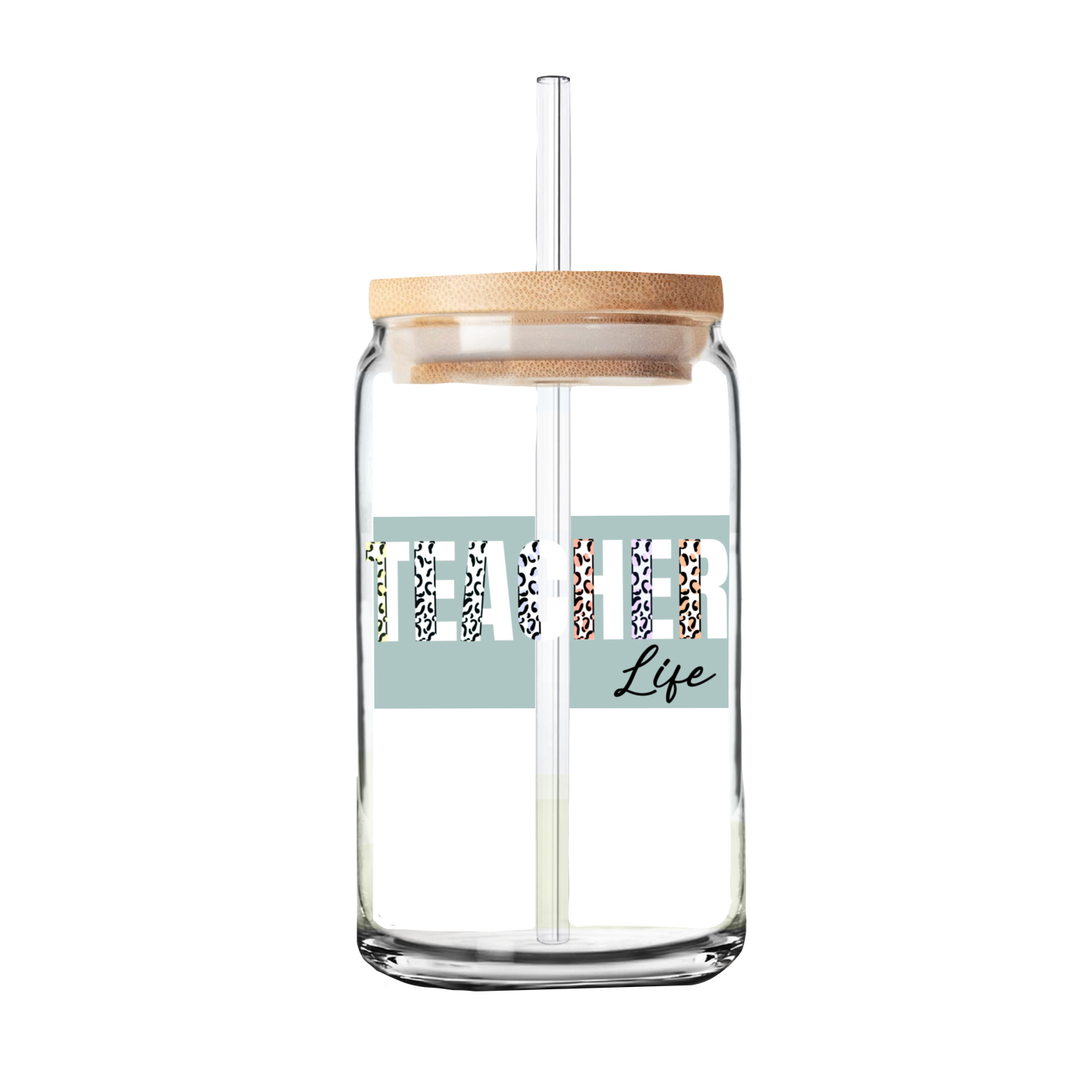 Teacher Life | Teacher Gift | Glass Can Tumbler | Libby Glass white lettering