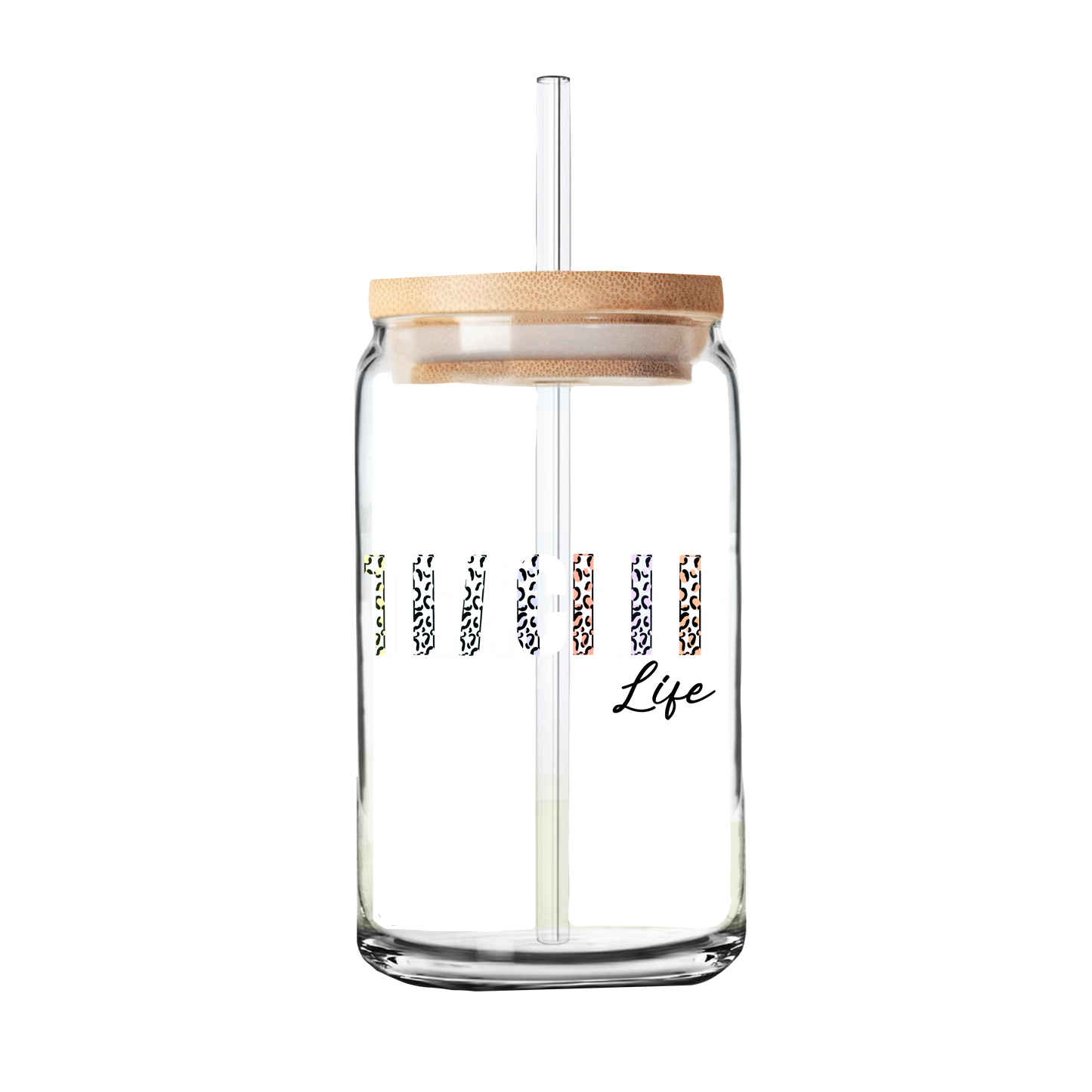 Teacher Life | Teacher Gift | Glass Can Tumbler | Libby Glass white lettering
