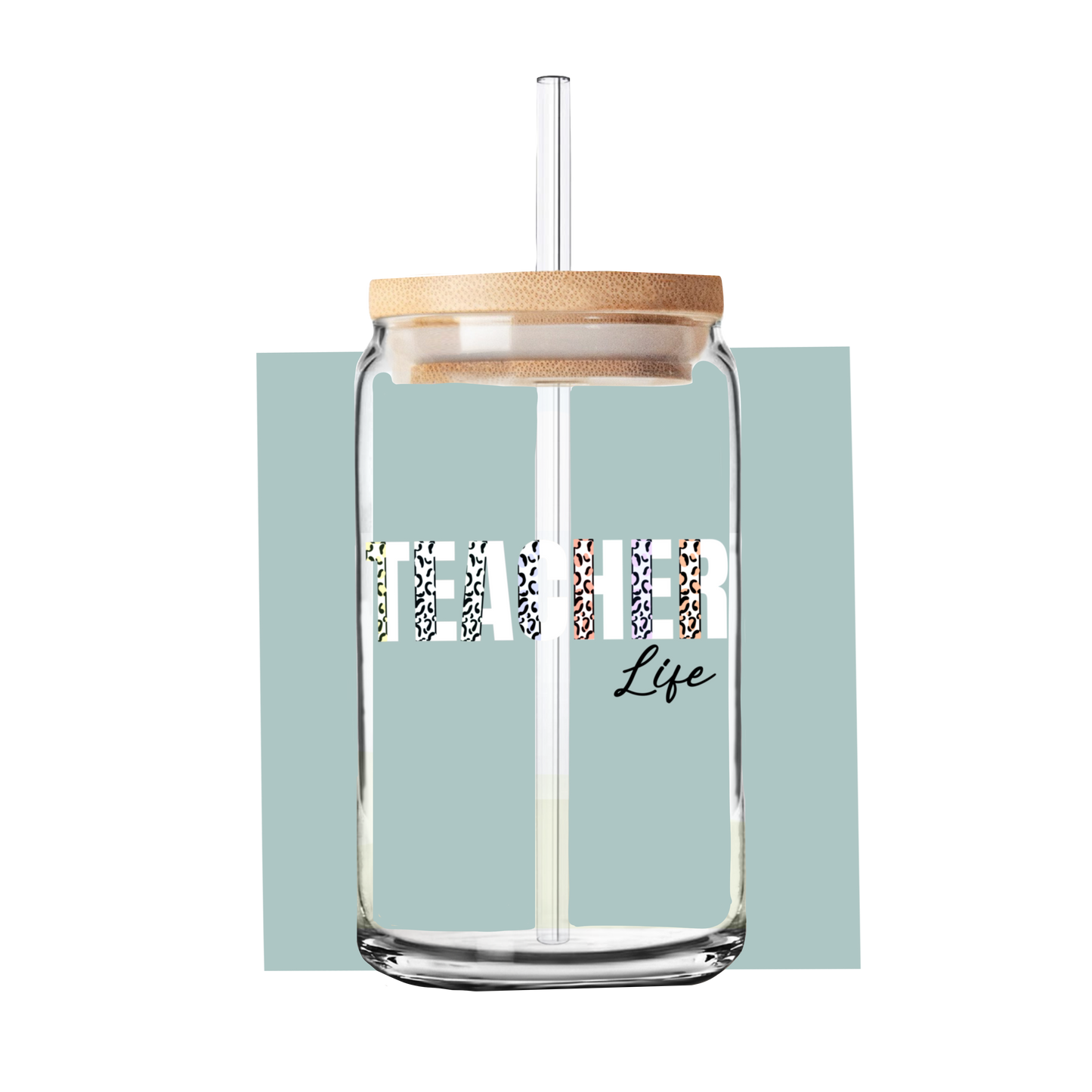 Teacher Life | Teacher Gift | Glass Can Tumbler | Libby Glass white lettering
