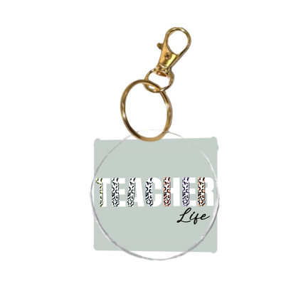 Teacher Life UV Transfer | UV DTF Keychain Transfer (White Writing)