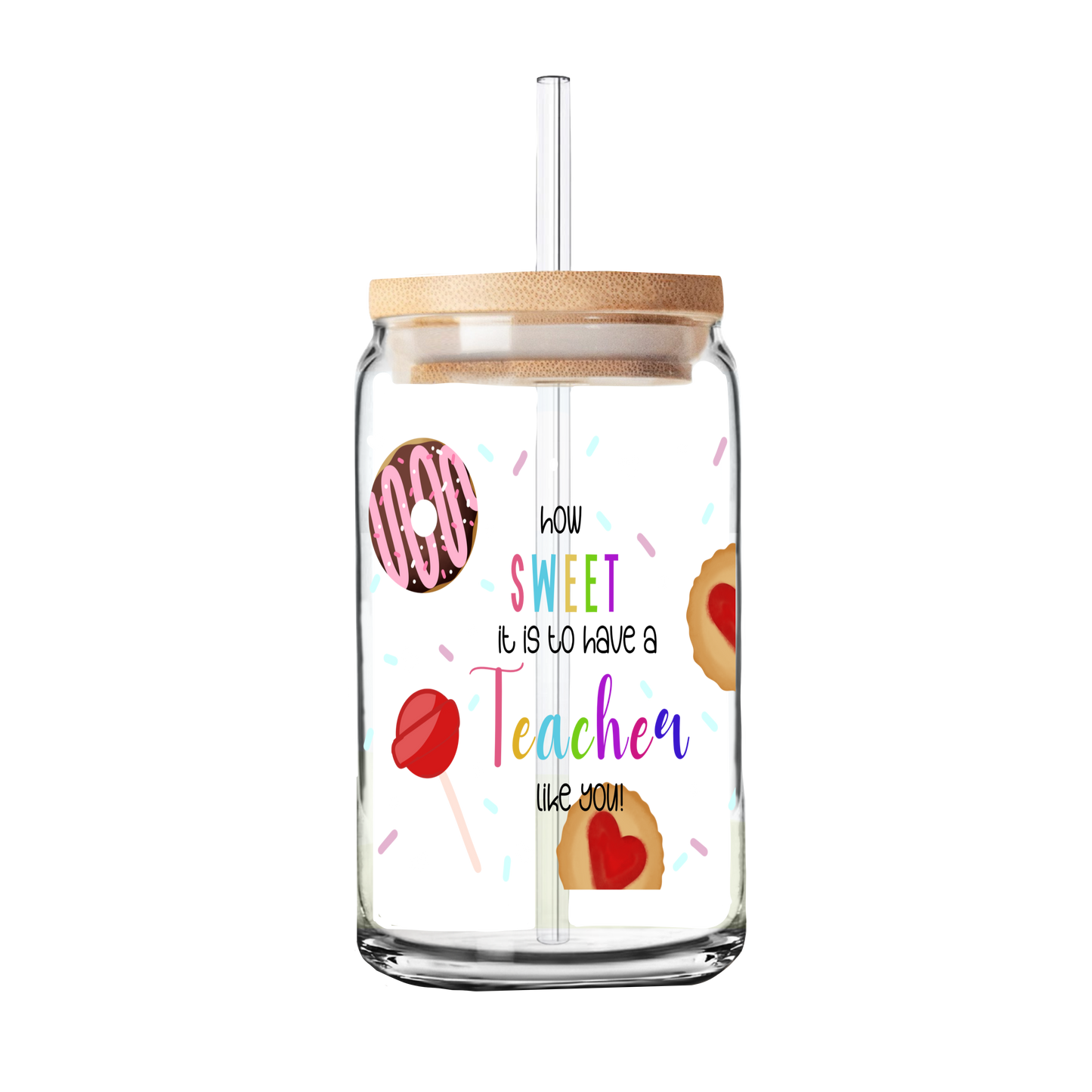 Sweet Teacher UV DTF Transfer | Glass Can Wrap Transfer Only