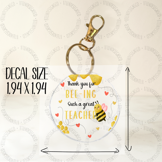 Teacher Bee UV Transfer | UV DTF Keychain Transfer