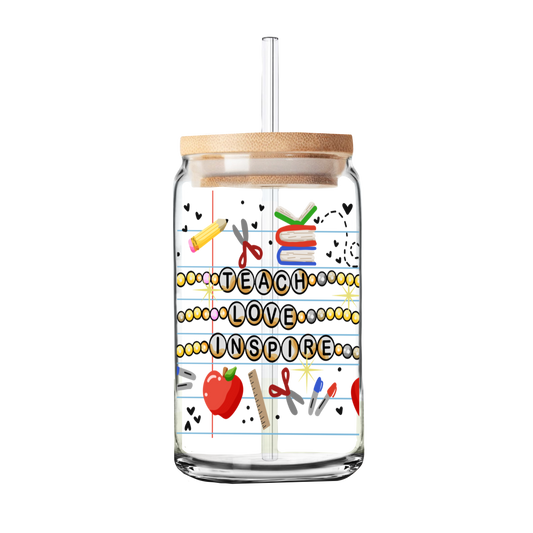 Teacher Bracelet | Teacher Gift | Glass Can Tumbler | Libby Glass