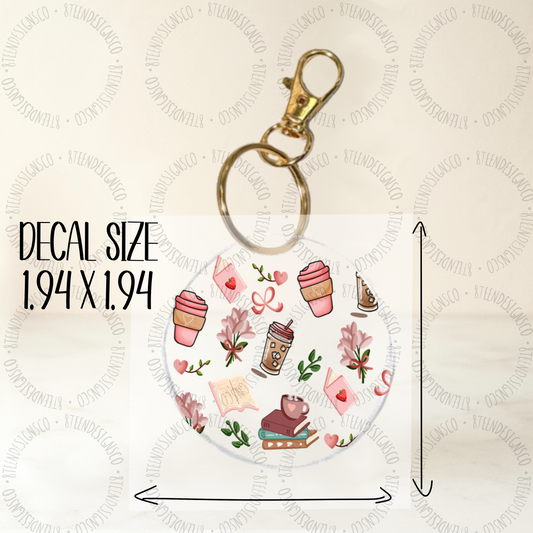 Books and Coffee UV Transfer | UV DTF Keychain Transfer