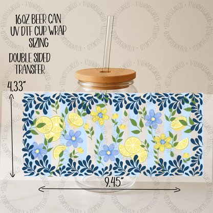 Lemon Bloom | Glass Can UV DTF Transfer