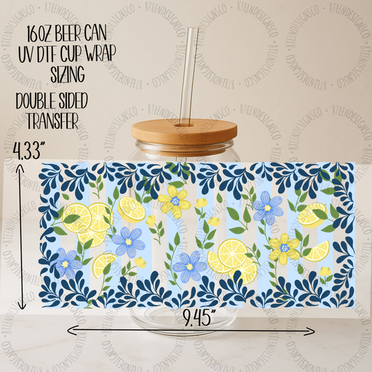 Lemon Bloom | Glass Can UV DTF Transfer