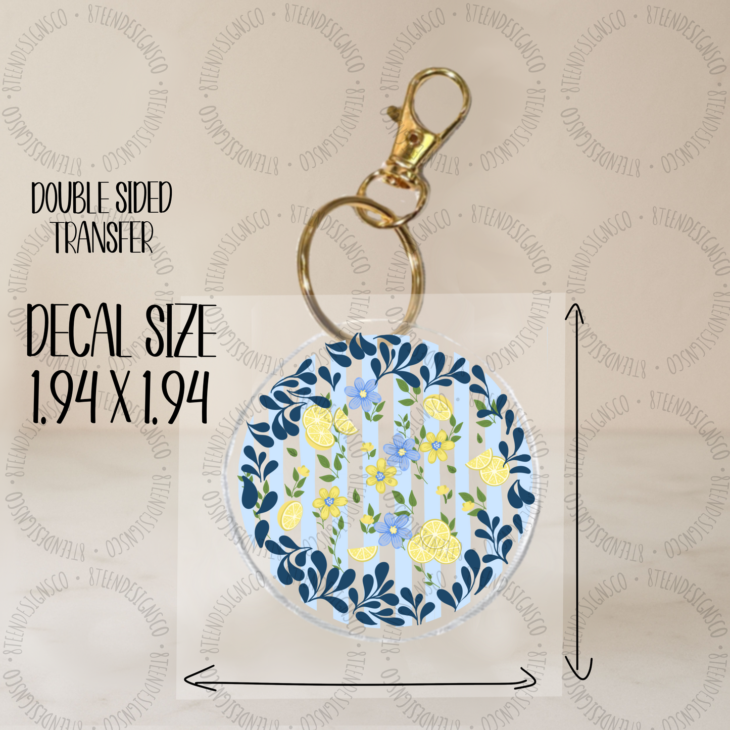 Lemon Bloom | Keychain UV DTF Transfer