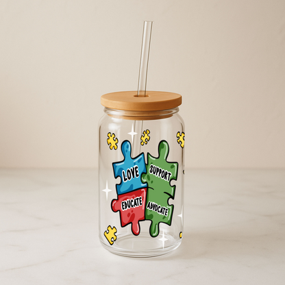 Autism Awareness Collection | Puzzle Piece Glass Tumbler