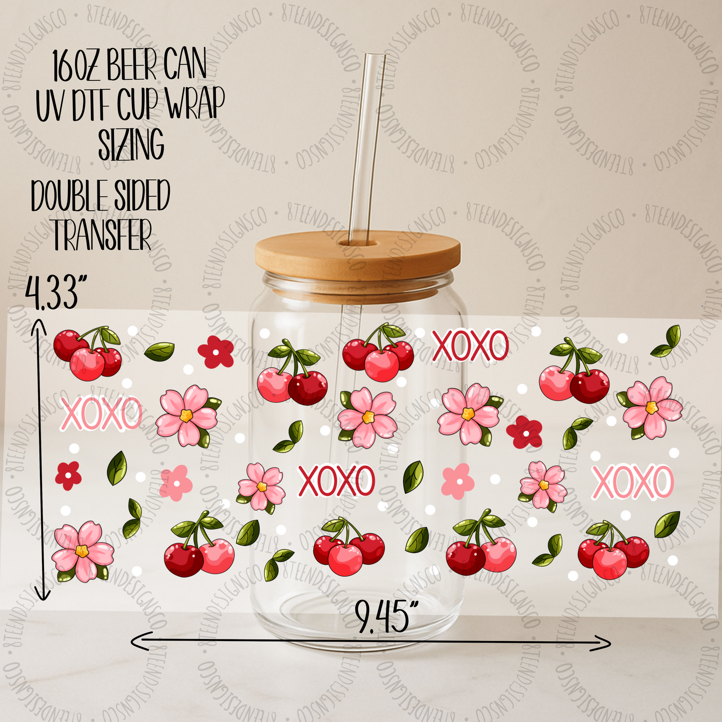 Cherry Blossom | Glass Can UV DTF Transfer