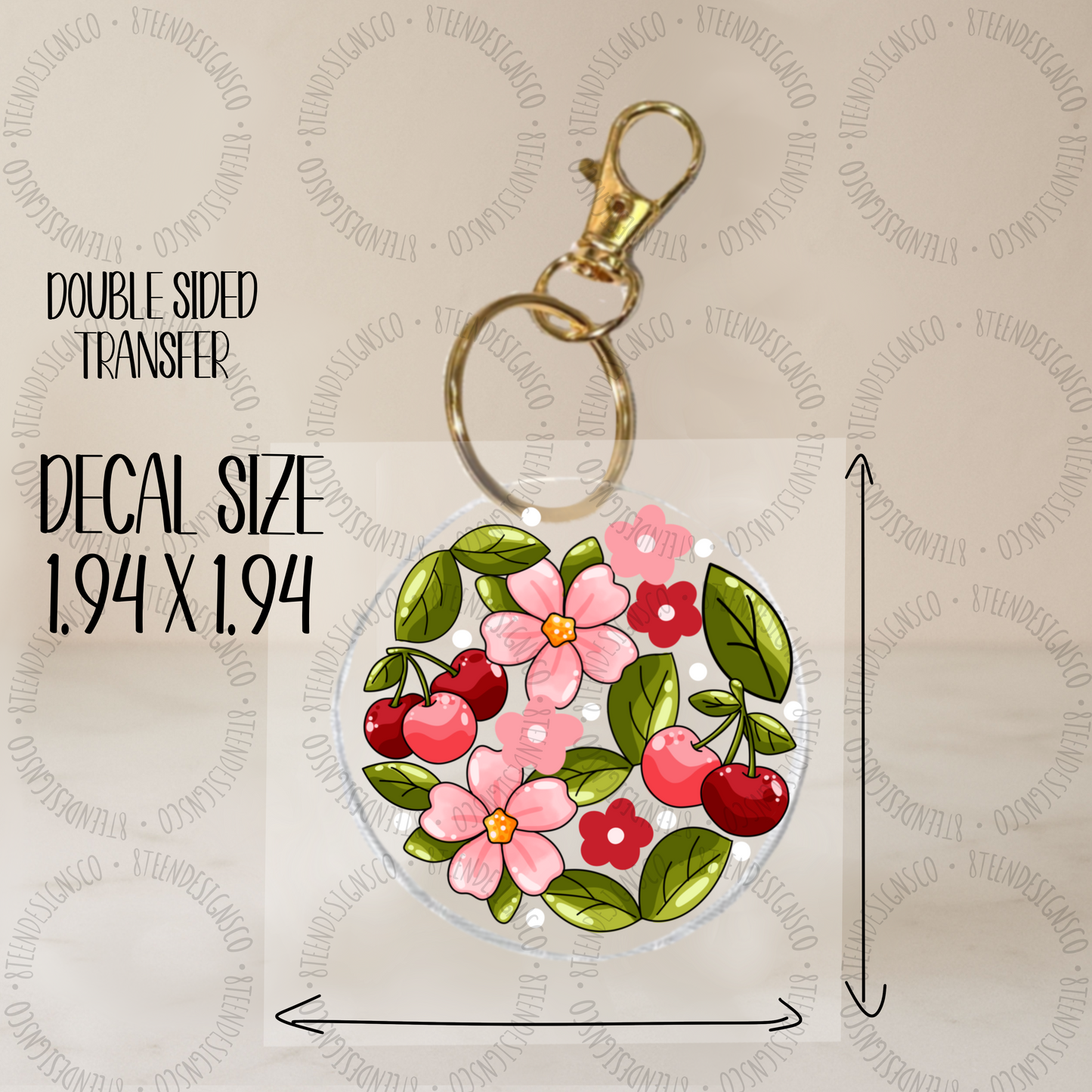 Cherry Blossom | Keychain UV DTF Transfer
