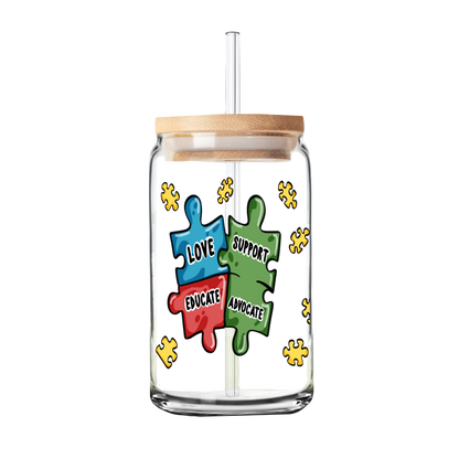 Autism Awareness Collection | Puzzle Piece Glass Tumbler