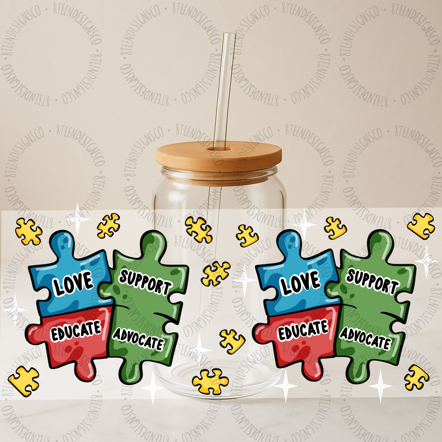 Autism Awareness Collection | Glass Can UV DTF Transfer Bundle