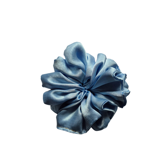 Luxe Harbourfront Scrunchie | Light Blue Satin Scrunchie | Soft Minimal Hair Accessory