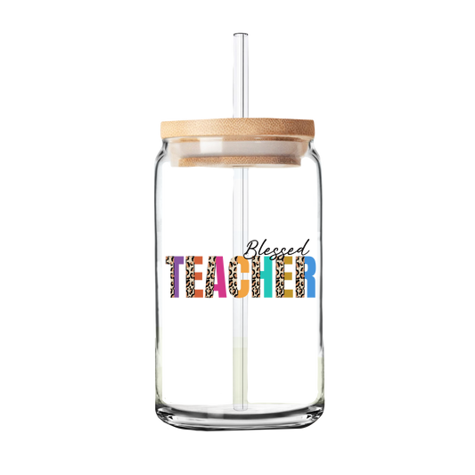 Blessed Teacher | Teacher Gift | Glass Can Tumbler | Libby Glass