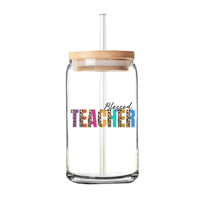 Blessed Teacher UV DTF Transfer | Glass Can Wrap Transfer Only