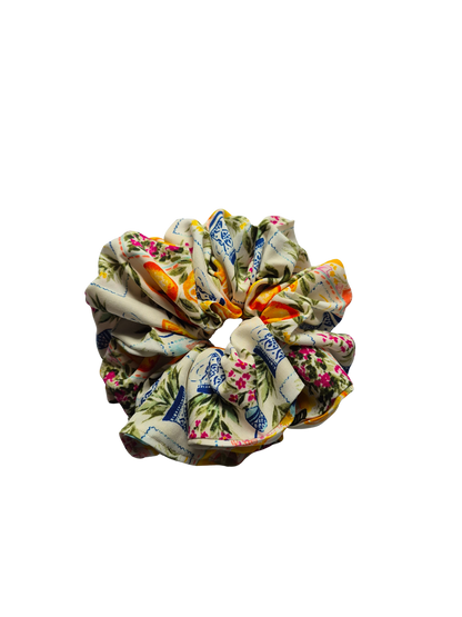 Luxe Kensington Market Scrunchie | Floral Fruit Scrunchie | Colourful Statement Hair Accessory
