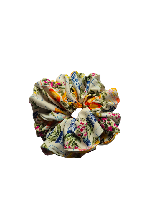 Luxe Kensington Market Scrunchie | Floral Fruit Scrunchie | Colourful Statement Hair Accessory