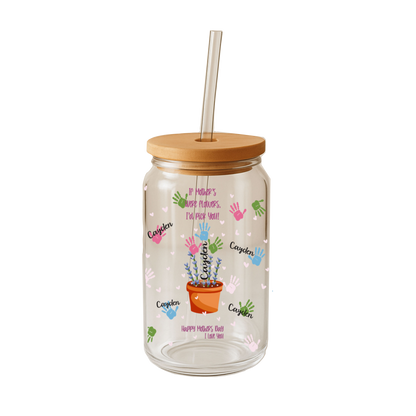 Glass Can Tumbler | Personalized Custom Name Cup with Bamboo Lid & Straw | Aesthetic Drink-ware Gift