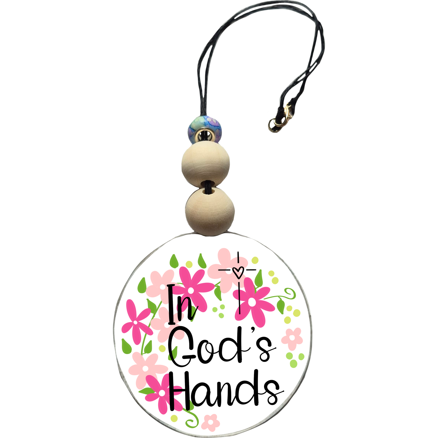 In God’s Hands Car Charm | Rearview Mirror Hanging Accessory | Aesthetic Car Decor | Cute Gift for Her | Handmade Car Accessory
