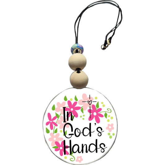 In God’s Hands Car Charm | Rearview Mirror Hanging Accessory | Aesthetic Car Decor | Cute Gift for Her | Handmade Car Accessory