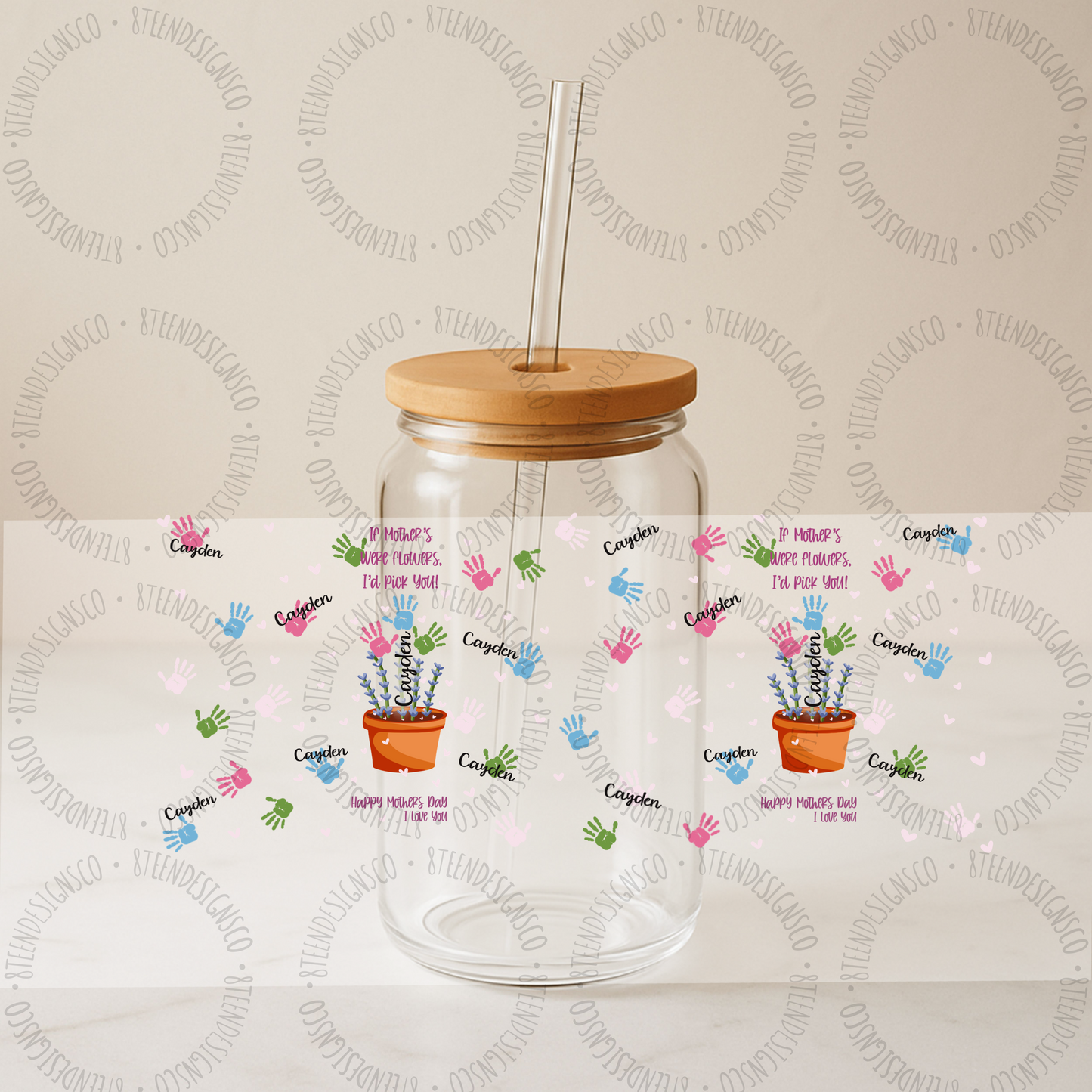 Mother’s Day UV DTF GLASS CAN Transfer Wrap Collection 💕 | Bundle of 7 Glass Can Transfers | Transfer ONLY