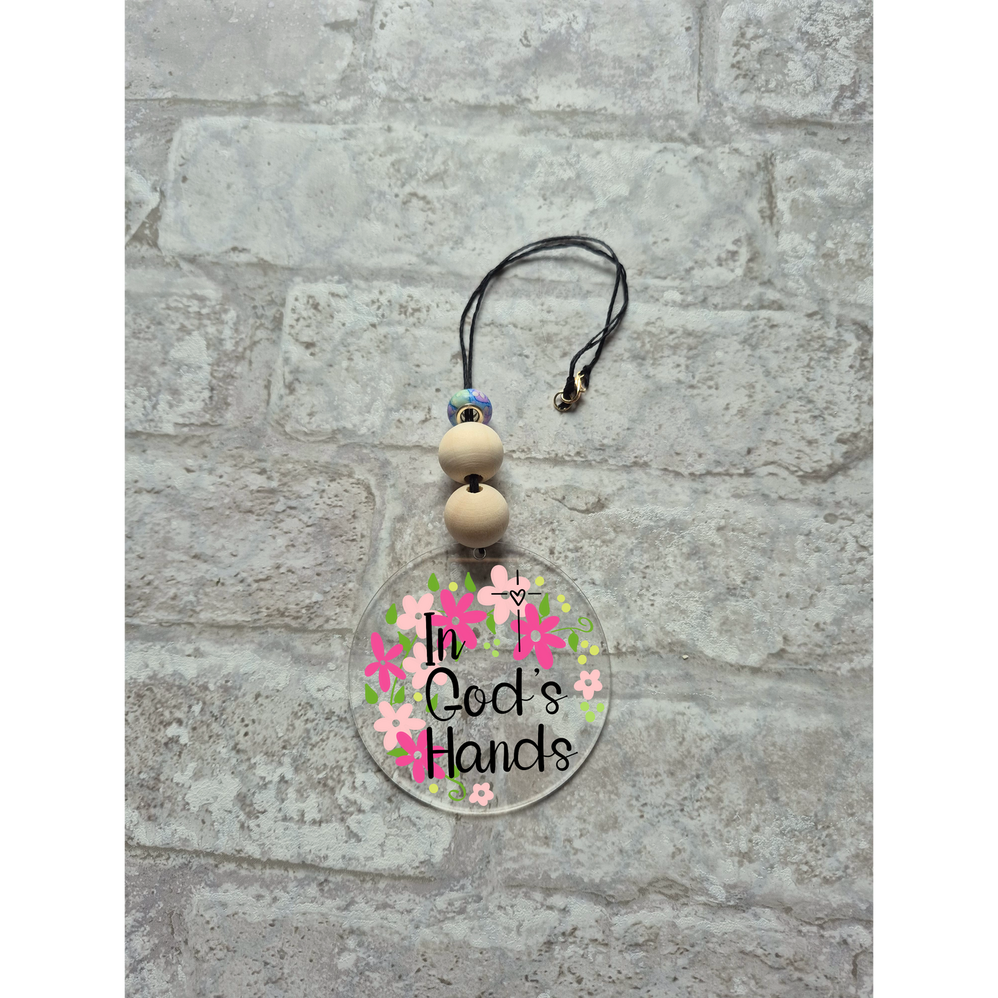 In God’s Hands Car Charm | Rearview Mirror Hanging Accessory | Aesthetic Car Decor | Cute Gift for Her | Handmade Car Accessory