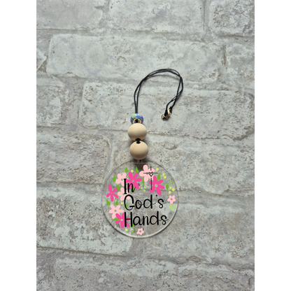 In God’s Hands Car Charm | Rearview Mirror Hanging Accessory | Aesthetic Car Decor | Cute Gift for Her | Handmade Car Accessory