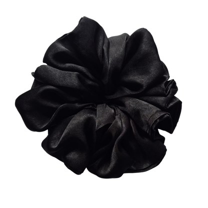 LUXE Queen Street Scrunchie | Black Satin Scrunchie | Classic Oversized Hair Accessory