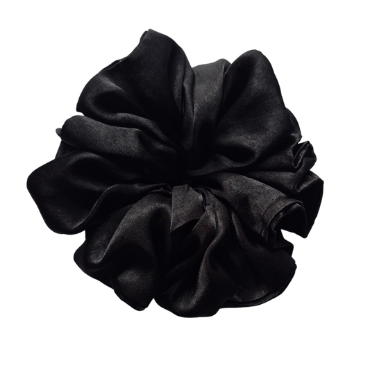 LUXE Queen Street Scrunchie | Black Satin Scrunchie | Classic Oversized Hair Accessory