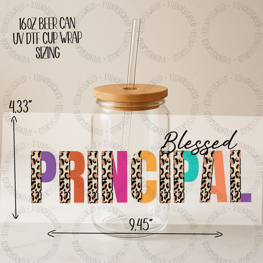 Blessed Principal UV DTF Transfer | Glass Can Wrap Transfer Only