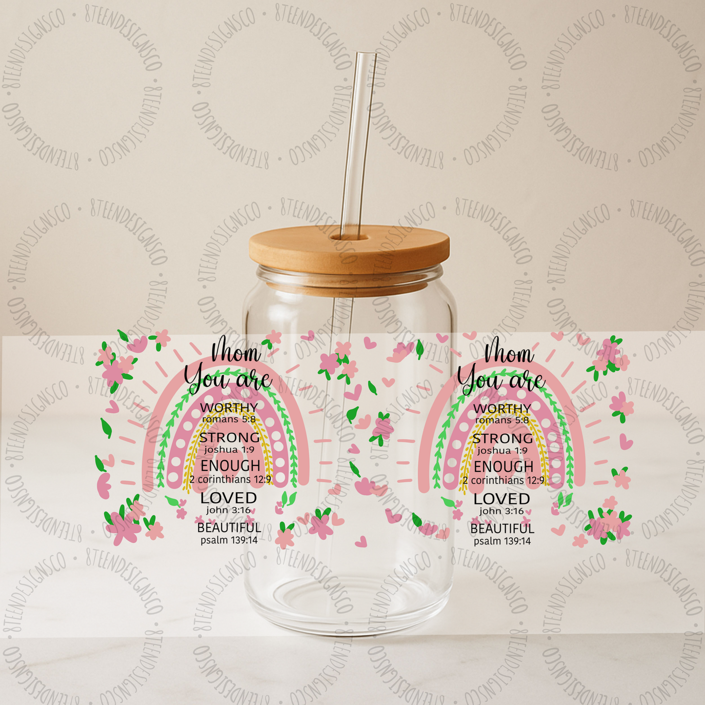 Mother’s Day UV DTF GLASS CAN Transfer Wrap Collection 💕 | Bundle of 7 Glass Can Transfers | Transfer ONLY