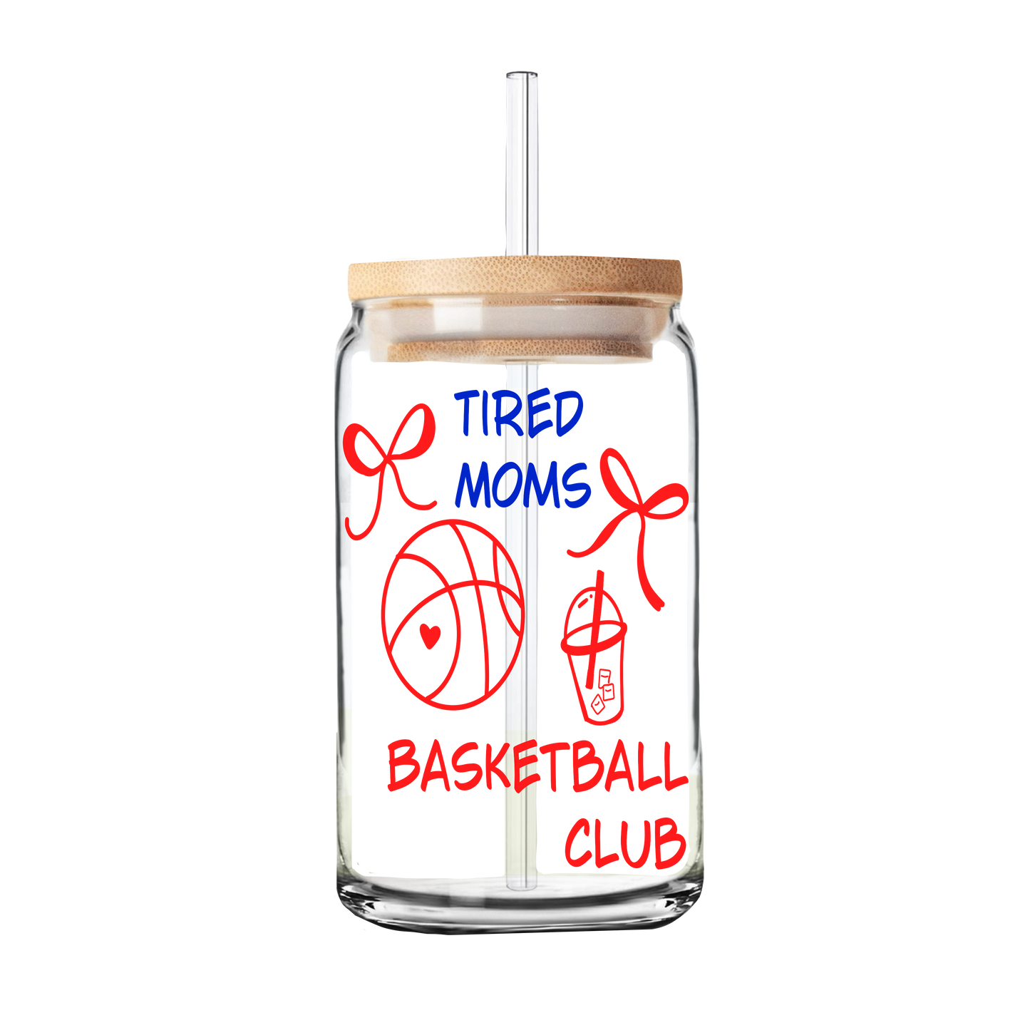 Basketball Mom Glass Can Cup | Tired Mom’s Club Tumbler