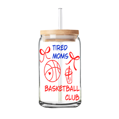 Basketball Mom Glass Can Cup | Tired Mom’s Club Tumbler