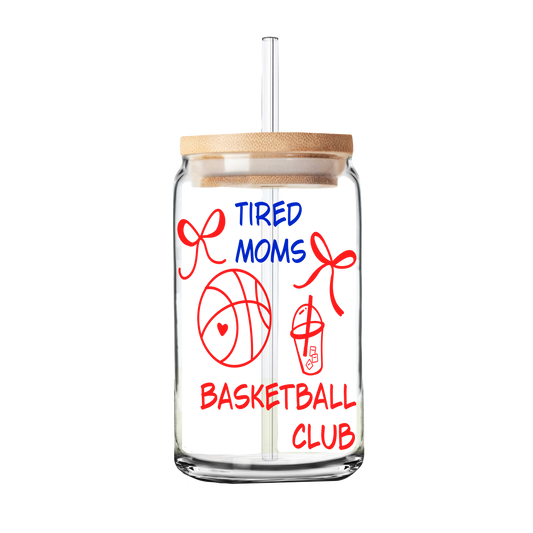 Basketball Mom Glass Can Cup | Tired Mom’s Club Tumbler