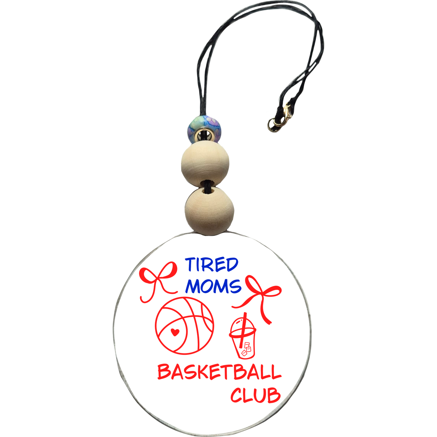 Tired Mom’s Basketball Club Car Charm | Rearview Mirror Hanging Accessory | Aesthetic Car Decor | Cute Gift for Her | Handmade Car Accessory