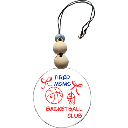 Tired Mom’s Basketball Club Car Charm | Rearview Mirror Hanging Accessory | Aesthetic Car Decor | Cute Gift for Her | Handmade Car Accessory