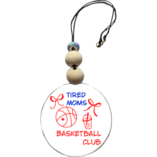 Tired Mom’s Basketball Club Car Charm | Rearview Mirror Hanging Accessory | Aesthetic Car Decor | Cute Gift for Her | Handmade Car Accessory
