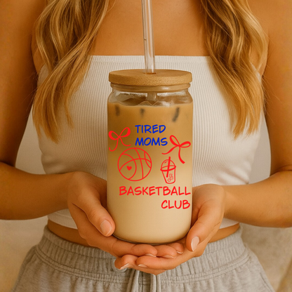 Basketball Mom Glass Can Cup | Tired Mom’s Club Tumbler