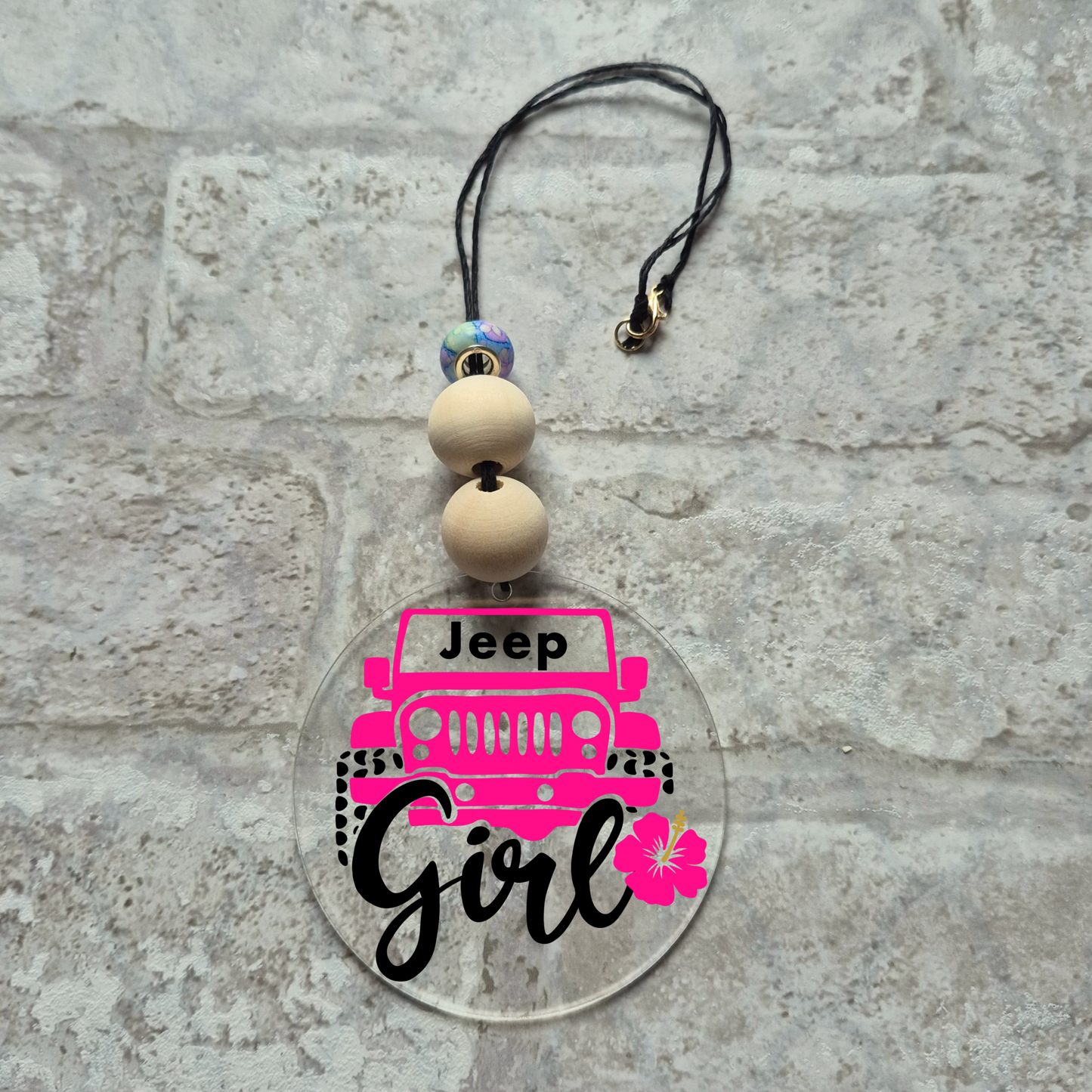 Jeep Girl Car Charm | Rearview Mirror Hanging Accessory | Aesthetic Car Decor | Cute Gift for Her | Handmade Car Accessory