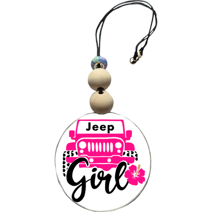 Jeep Girl Car Charm | Rearview Mirror Hanging Accessory | Aesthetic Car Decor | Cute Gift for Her | Handmade Car Accessory