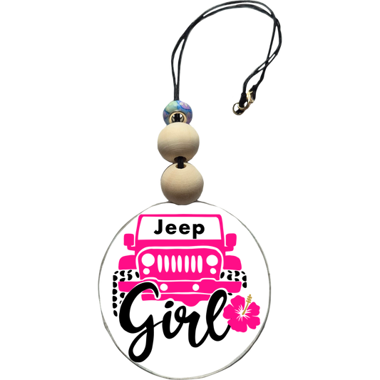 Jeep Girl Car Charm | Rearview Mirror Hanging Accessory | Aesthetic Car Decor | Cute Gift for Her | Handmade Car Accessory