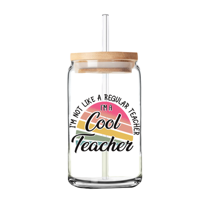 Cool Teacher UV DTF Transfer | Glass Can Wrap Transfer Only
